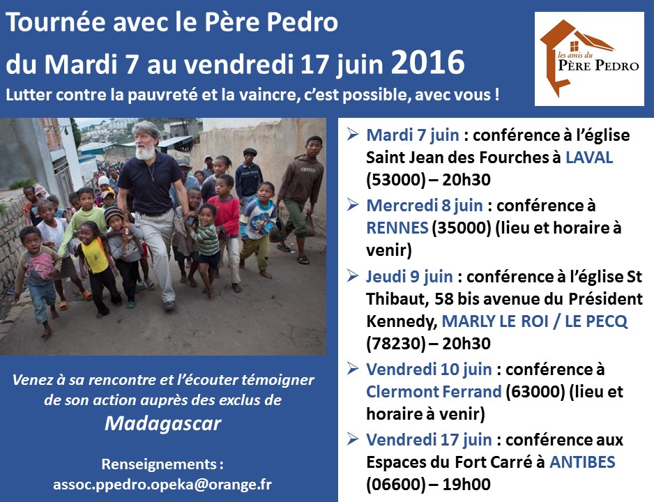 Père Pedro Akamasoa tournée 2016